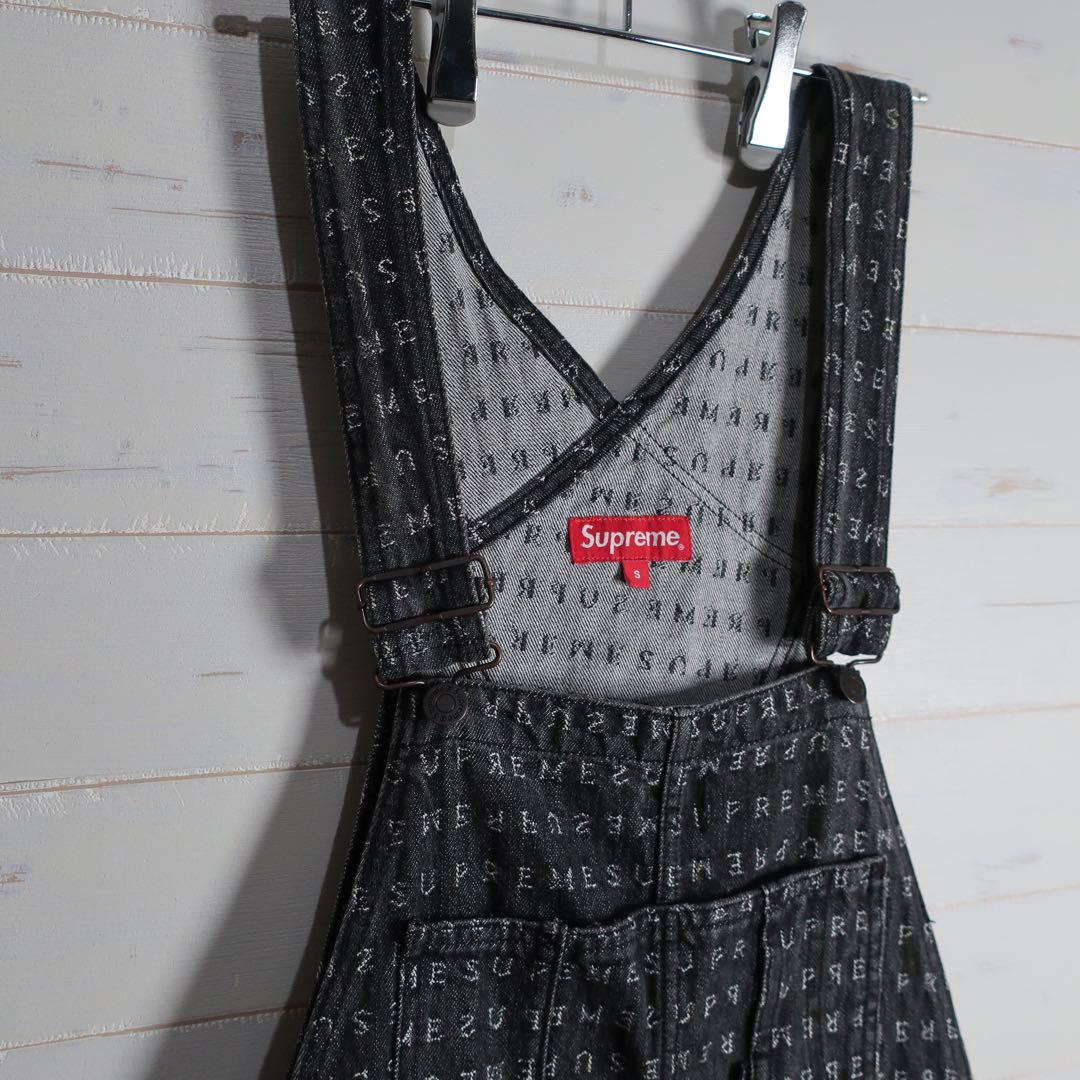 Supreme Jacqurd Logos デニム オーバーオール S 黒