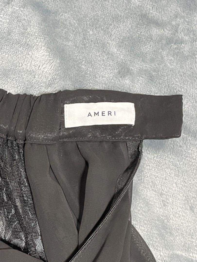 AMERI アメリ フレアスカート ロング デザイン インナー付き レース切替