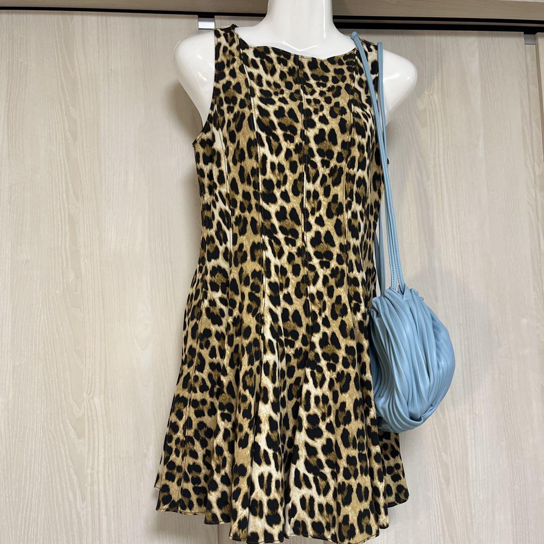 コーデ売り♡ZARAヒョウ柄ノースリーブミニワンピースSサイズ & バック