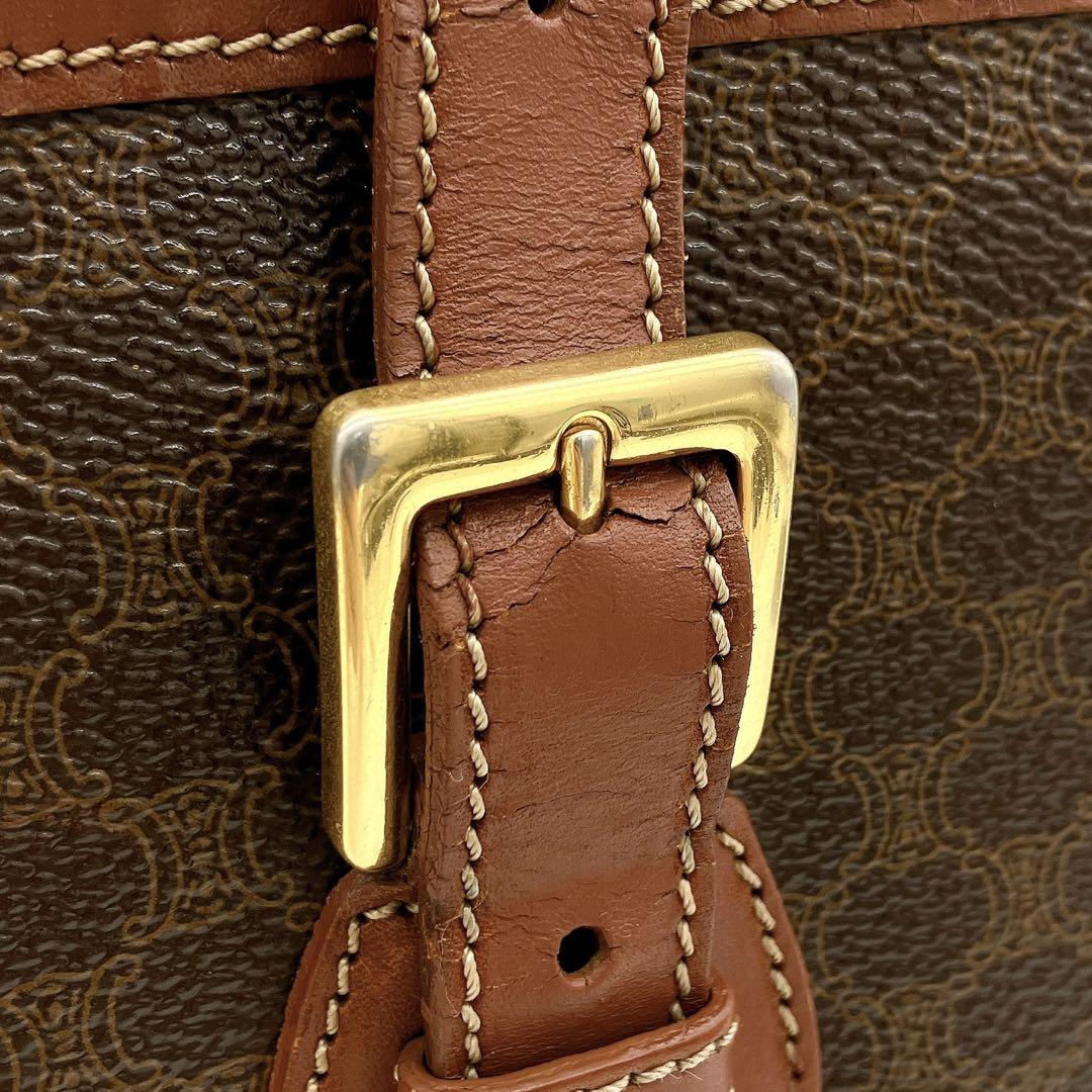CELINE】トートバッグ マカダム柄 バケツ型 PVC ダークブラウン