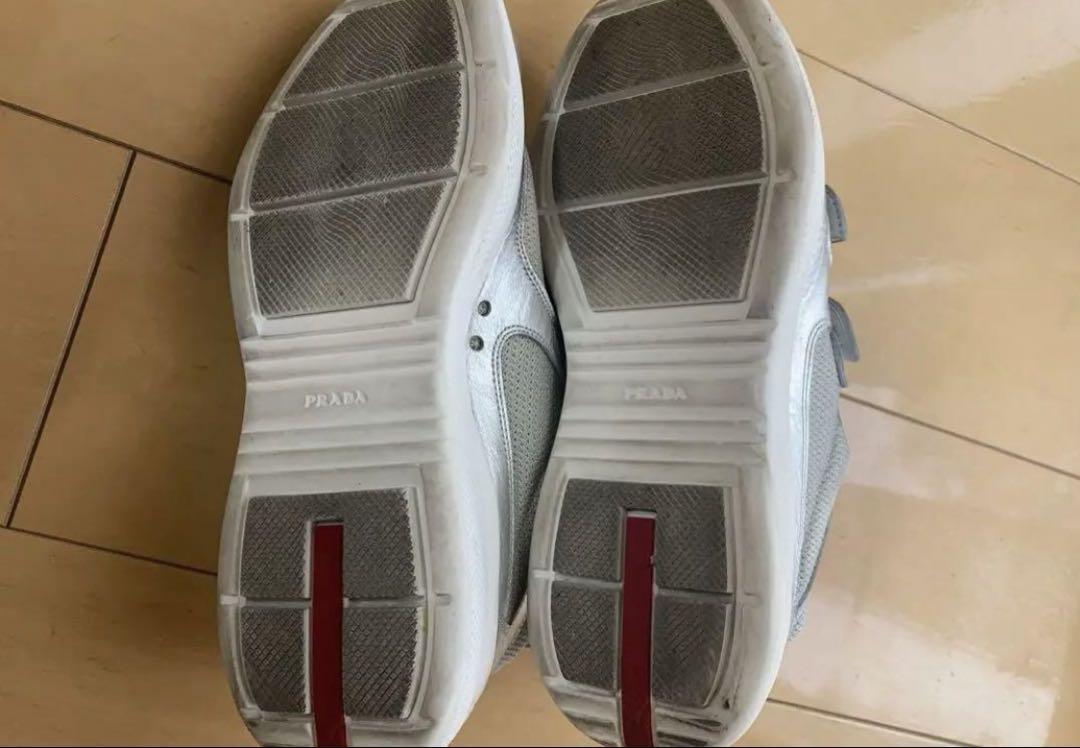 PRADA SPORT メタリックシルバー ベルクロスニーカー プラスポ