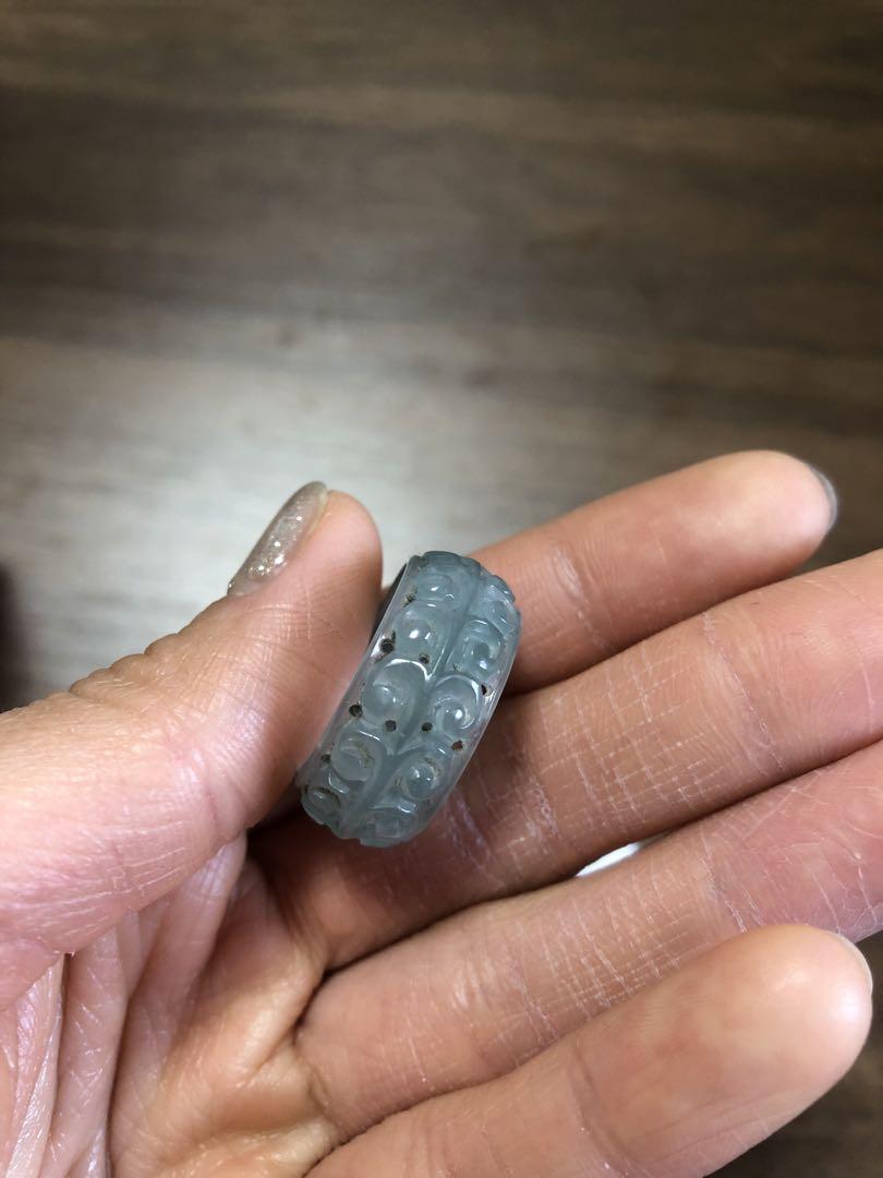 本翡翠　氷睛透かしリング　〜19
