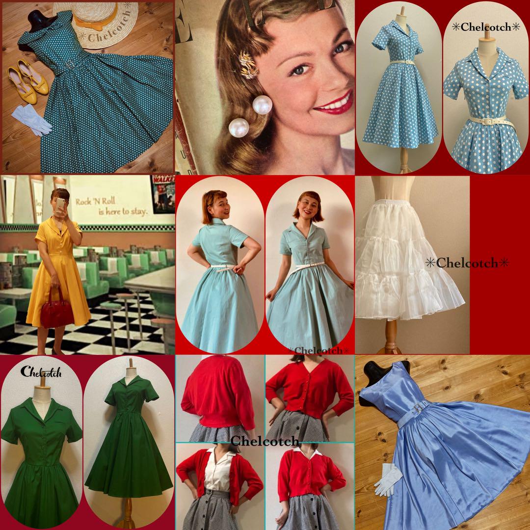 ♢♦︎鮮やかなパープルのパーティードレス♦︎♢ 青 ワンピース 50s 光沢