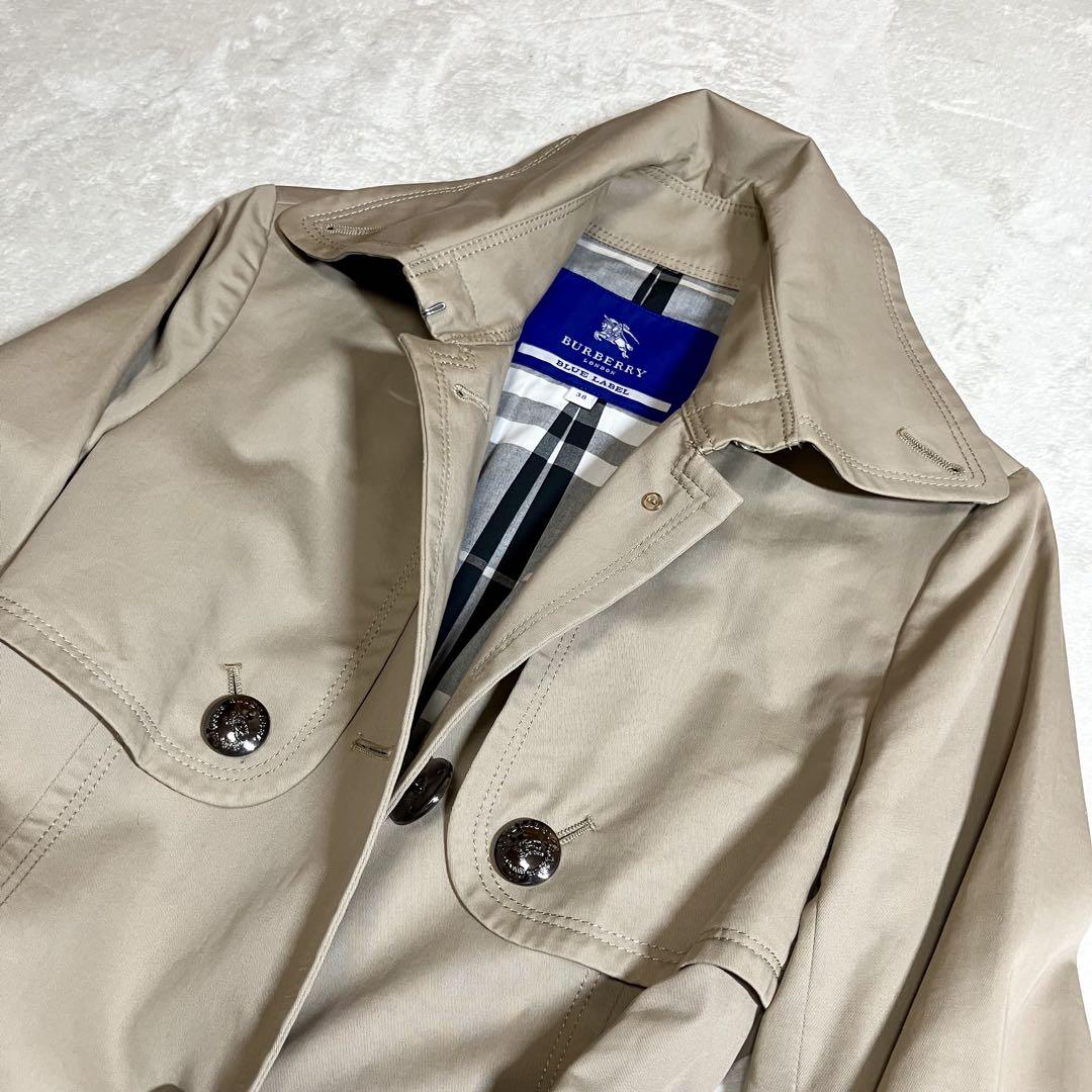 美品]バーバリーブルーレーベル トレンチコート 裏ノバチェック