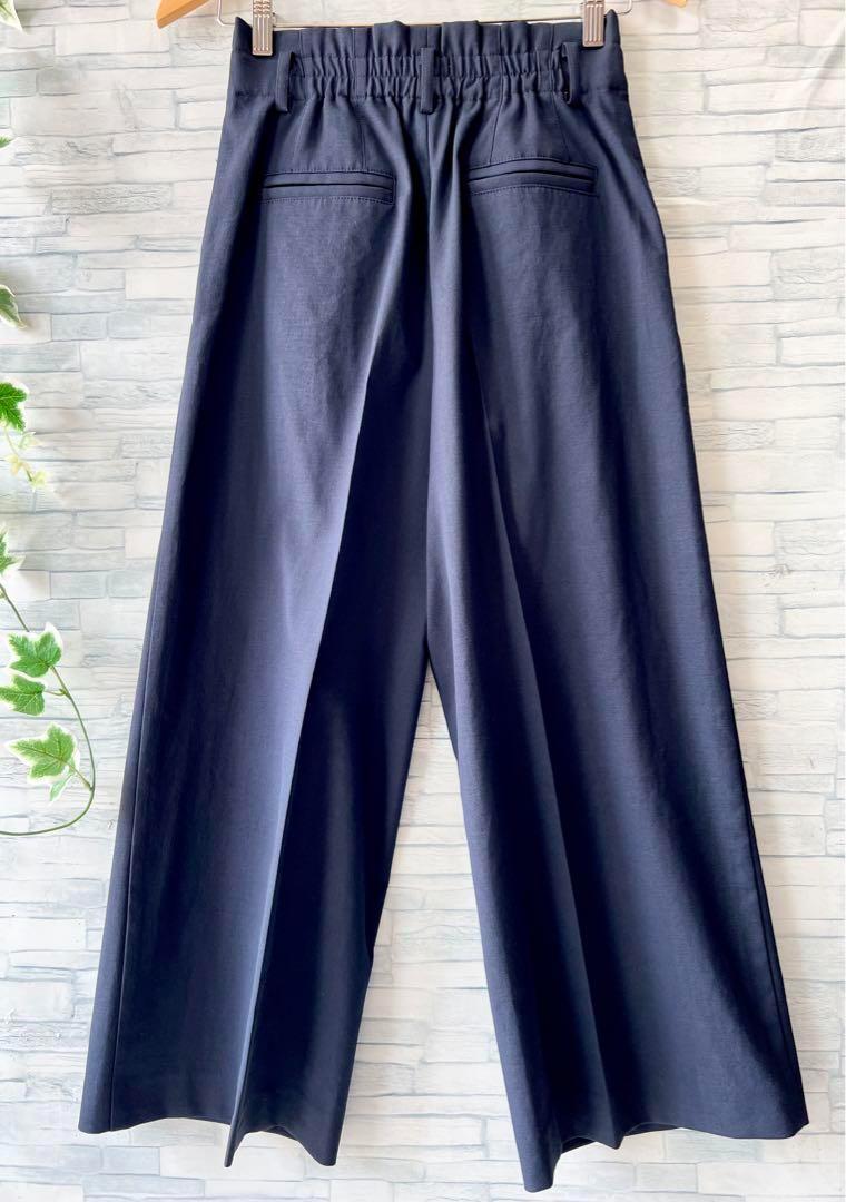 美品⭐️PLST、麻混、スーツ上下、ノーカラー、ハイウエストウエストゴム、M