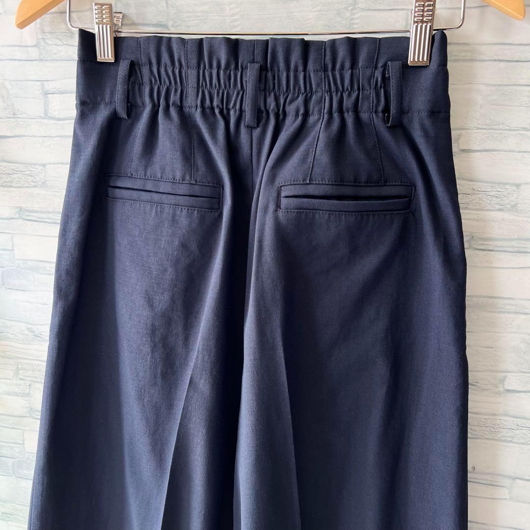 美品⭐️PLST、麻混、スーツ上下、ノーカラー、ハイウエストウエストゴム、M