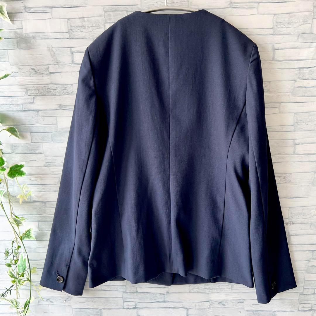 美品⭐️PLST、麻混、スーツ上下、ノーカラー、ハイウエストウエストゴム、M