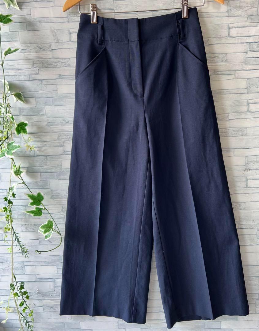 美品⭐️PLST、麻混、スーツ上下、ノーカラー、ハイウエストウエストゴム、M