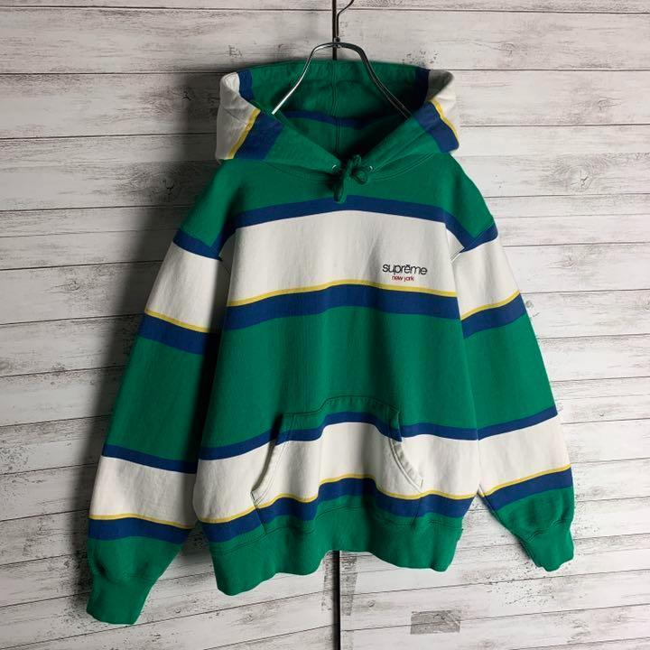 爆買い人気 人気モデル ワンポイント刺繍ロゴ総柄ボーダーパーカー 入手困難 Uas0L-m10913358223 シュプリーム お得定番