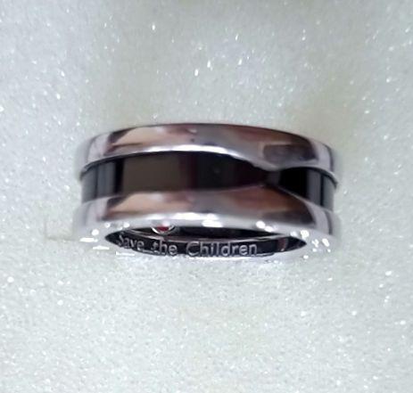 BVLGARI ：セーブ ザ チルドレン シルバー 黒セラミック リング 49号