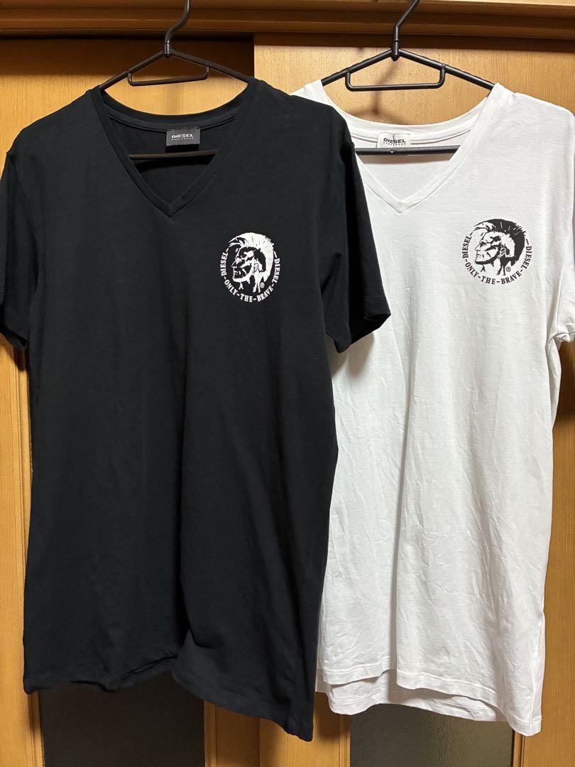 DIESEL ブレイブマンロゴ入 Tシャツ ホワイト ブラック 2枚