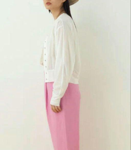 美品　ADAM ET ROPÉ FEMME＜洗える＞シアーリブカーディガン