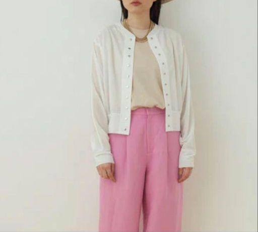 美品　ADAM ET ROPÉ FEMME＜洗える＞シアーリブカーディガン