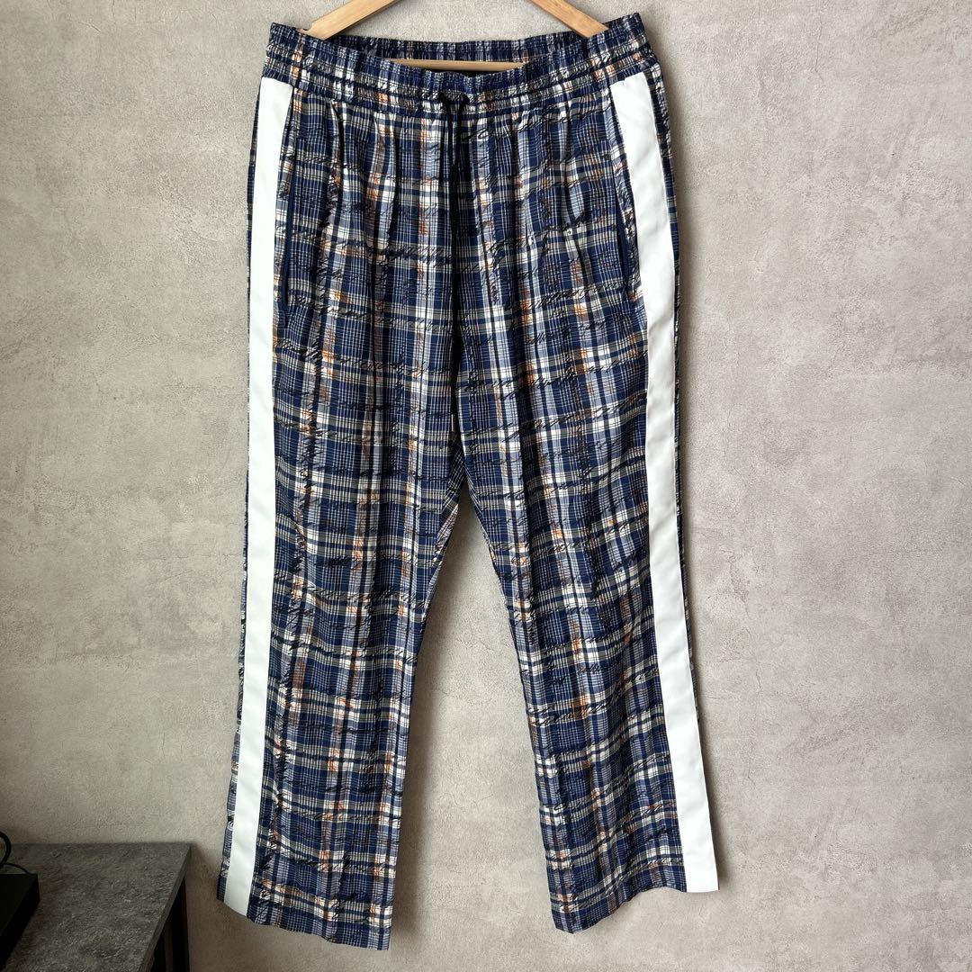 現行モデル　Burberry シルク　ブルー　チェック　パンツ
