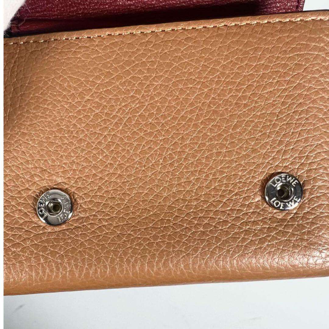 ✨LOEWE✨ 3つ折り財布 カーフ 茶 折りたたみ財布 ミニ財布
