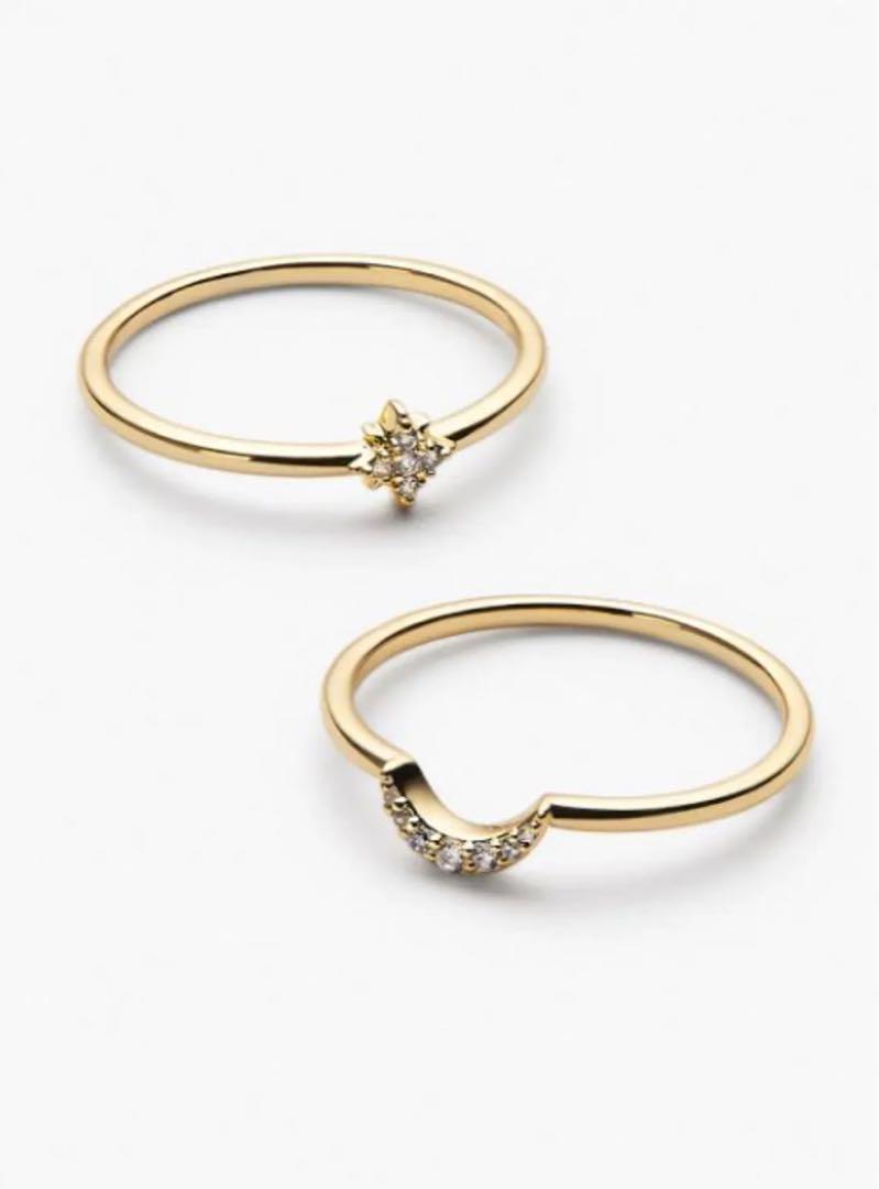 ana luisa 月と星リング セット ジルコニア 関税＆送料込 ana luisa リング 指輪 14K ゴールド SKY SET