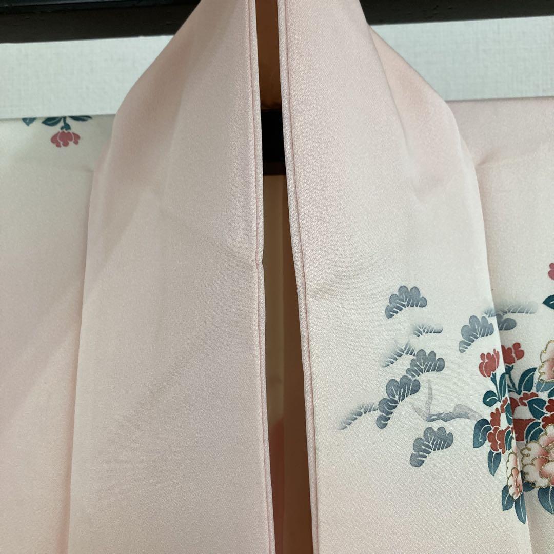 友禅 金彩 絞り 裄65 花柄 紋無し 付下げ 訪問着 正絹 T-5593