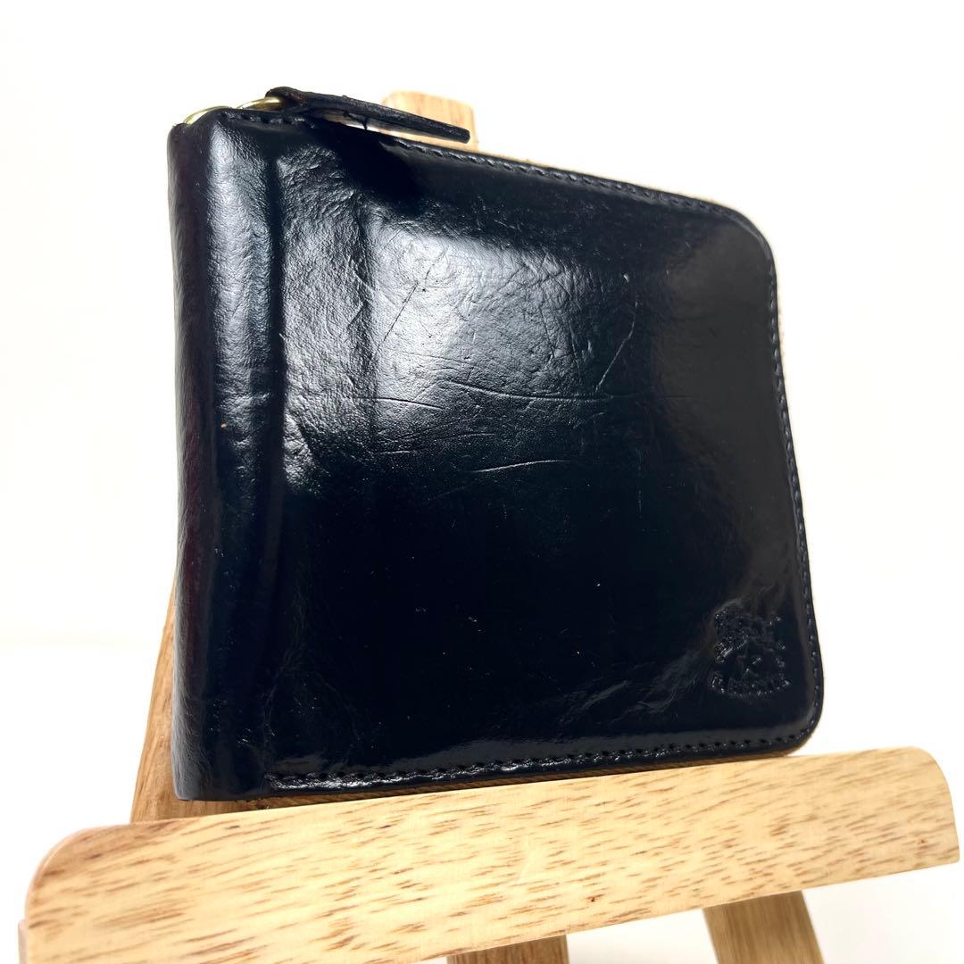 イルビゾンテ 折り財布 ラウンドファスナー ロゴ型押し オールレザー ブラック イルビゾンテ 折り財布 ラウンドファスナー ロゴ型押し オールレザー ブラック