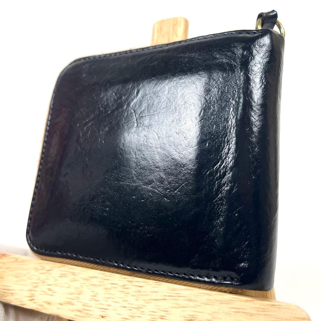イルビゾンテ 折り財布 ラウンドファスナー ロゴ型押し オールレザー ブラック イルビゾンテ 折り財布 ラウンドファスナー ロゴ型押し オールレザー ブラック