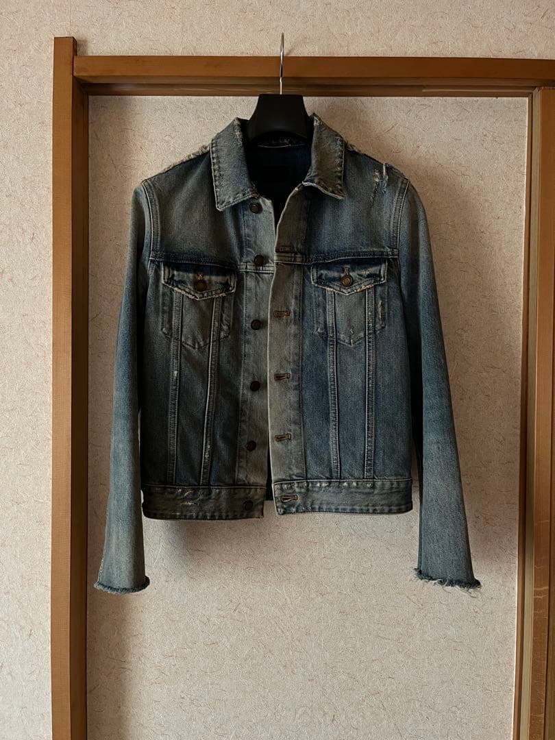 サンローランパリ ダメージ デニムジャケット GジャンXS SS Saint Laurent