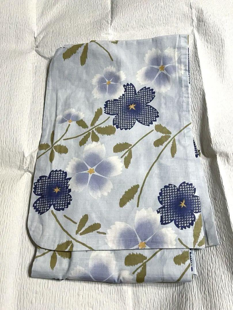 撫松庵◇浴衣 単品 水色 ブルー 撫子 なでしこ 花柄 和風 綿
