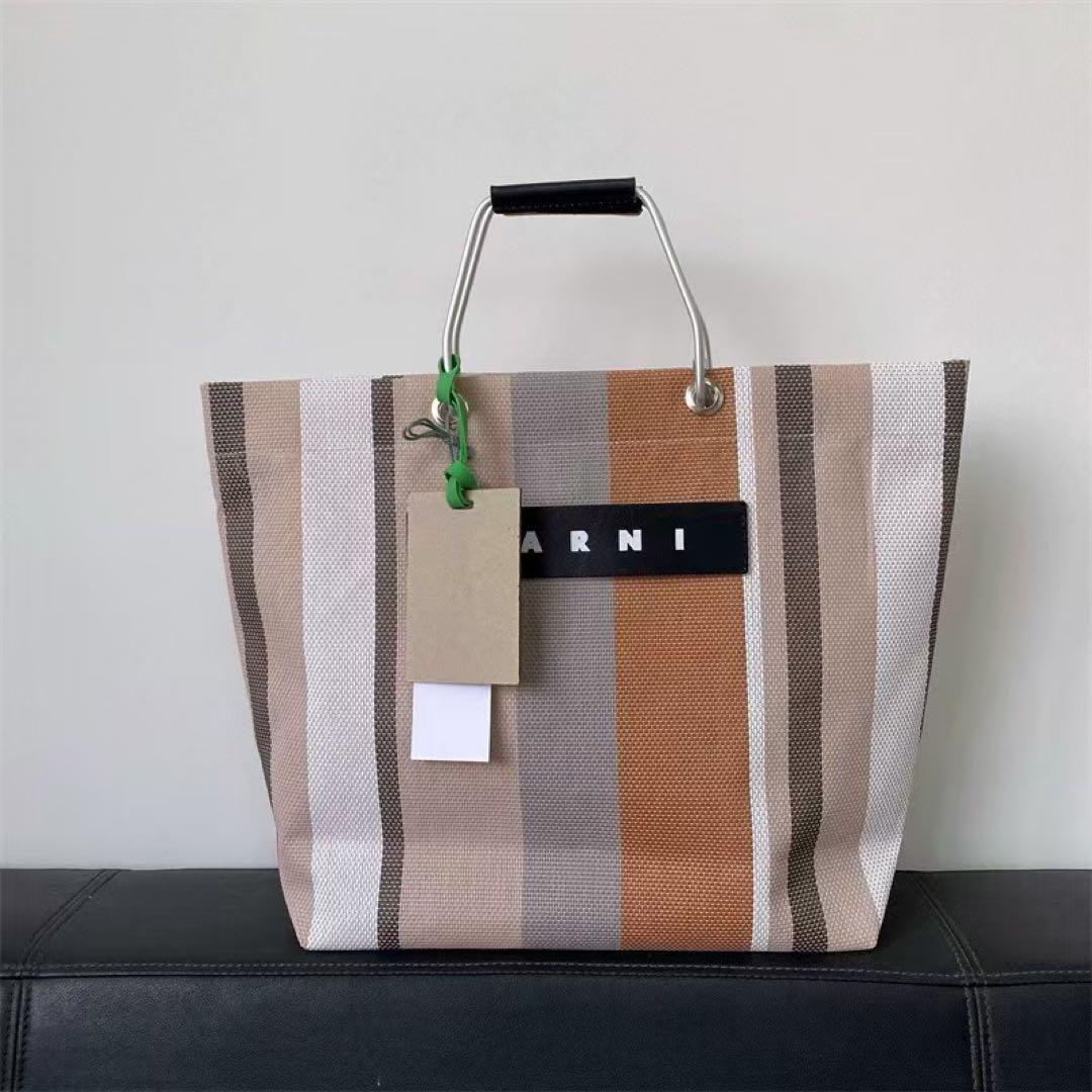 新品未使用 marni ニットバッグ トートバッグ ブルー ストライプ