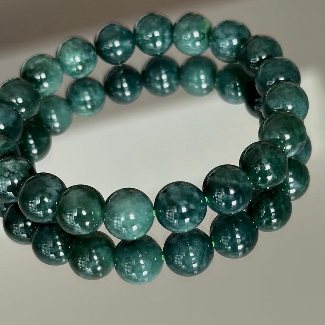高品質 翡翠 10mm 天然石 ブレスレット パワーストーン 緑 癒し新品、♥