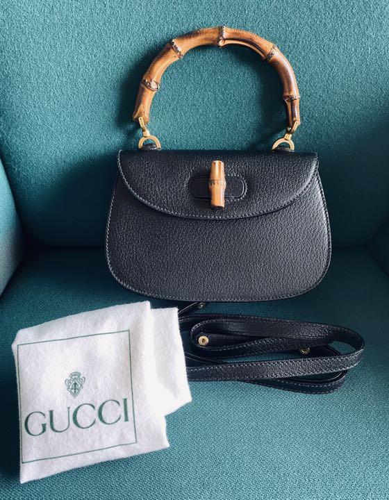 美品GUCCI グッチ バンブー ハンドバッグ 黒 ショルダー付 - asca.edu.do