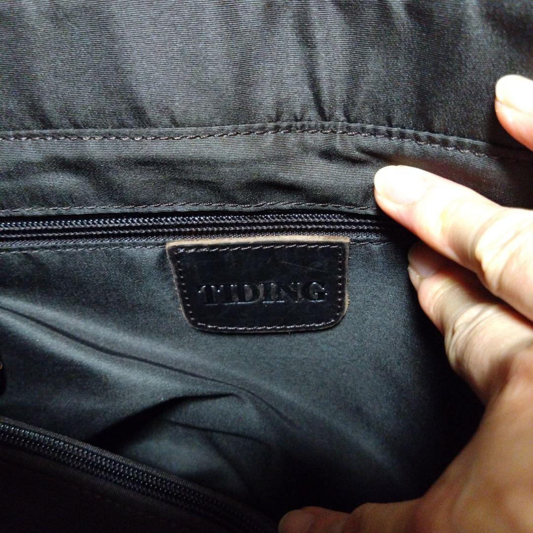 TIDING メンズ ショルダーバッグ 厚手牛革 A4対応