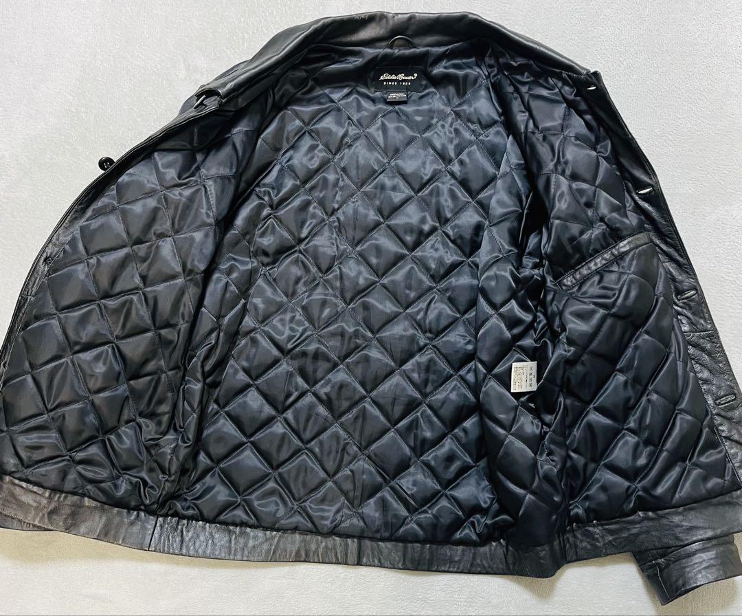 Eddie Bauer シープスキン レザージャケットボタンタイプ M 00s Eddie Bauer シープスキン レザージャケットボタンタイプ M ブラック