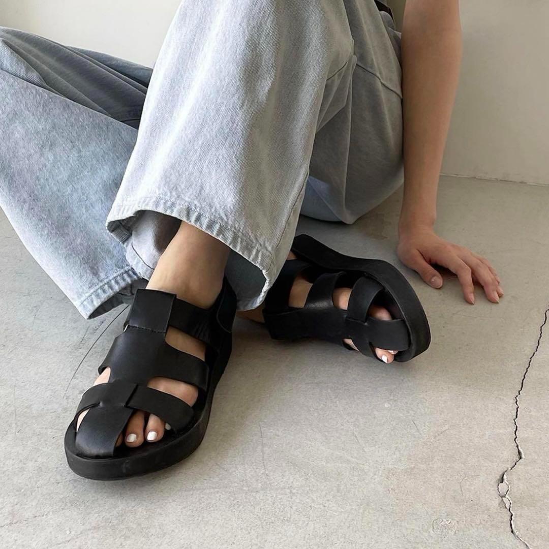 未使用級 CANAL JEAN キャナルジーン グルカサンダル 厚底 黒 36 未使用級 CANAL JEAN キャナルジーン グルカサンダル 厚底 黒 36