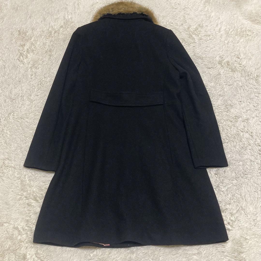 kate spade【美品】2WAY エコファー 黒 ブラック ロングコート