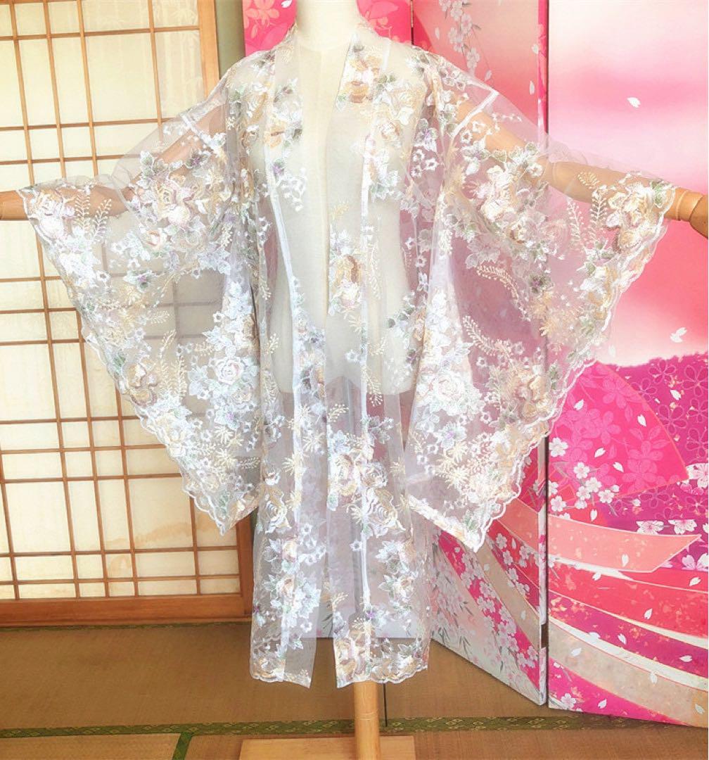 透明刺繍カスタマイズ】打掛レース透け結婚卒業お宮参りひなまつり茶会PTA謝恩女子 画像3