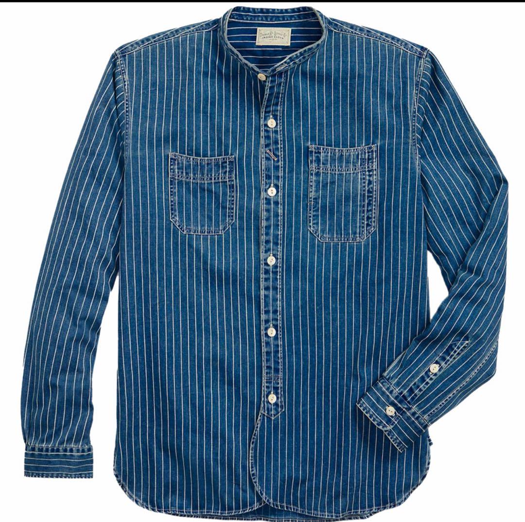 週末限定セール 23SS RRL ウォバッシュストライプバンドカラーシャツ