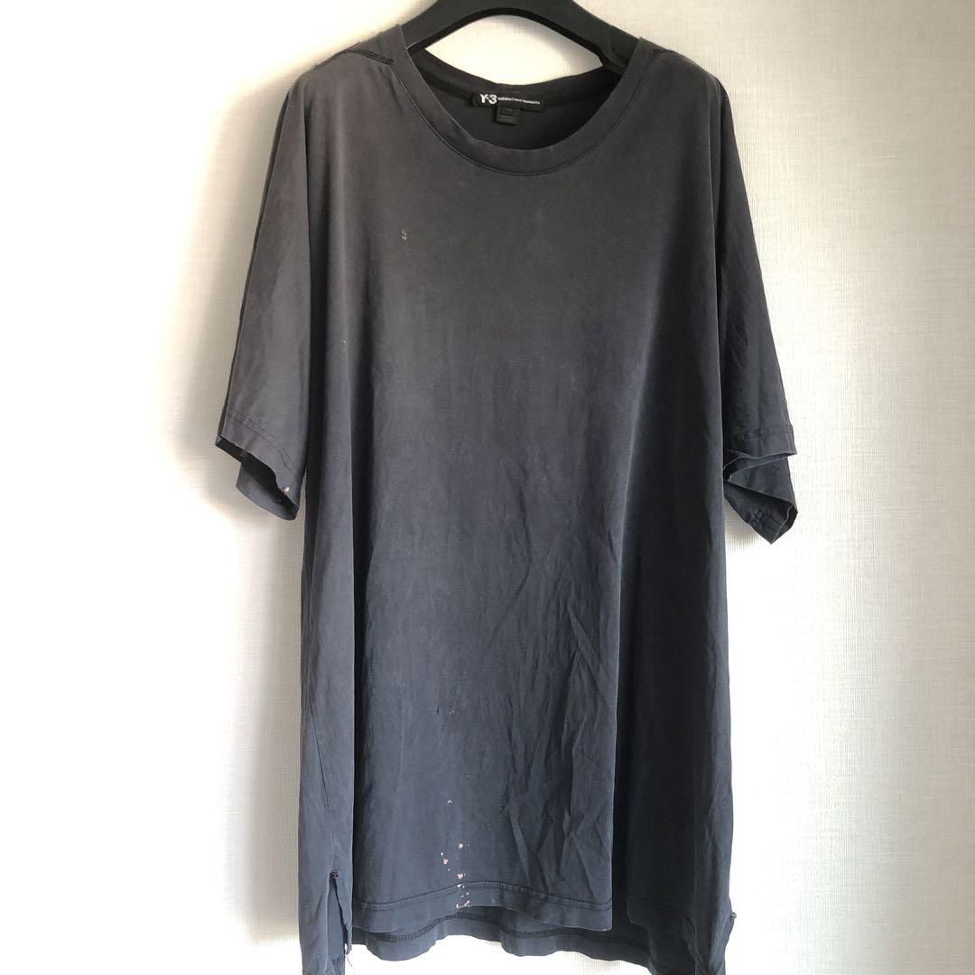 Y3 ヨウジヤマモトヴィンテージ加工オーバーサイズロゴTシャツ黒