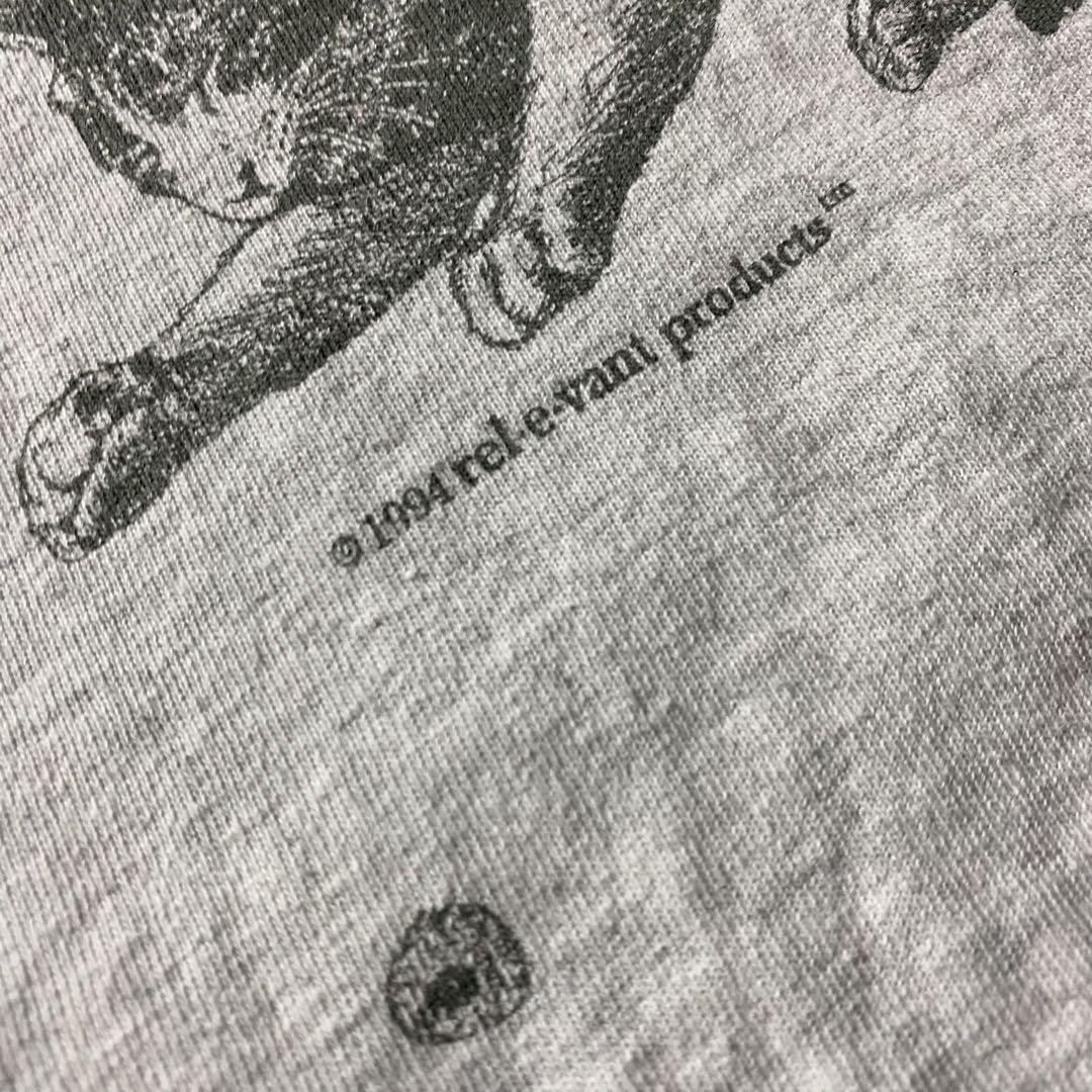 【入手困難】90s USA製 猫 アート Tシャツ 総柄 シングルステッチ XL