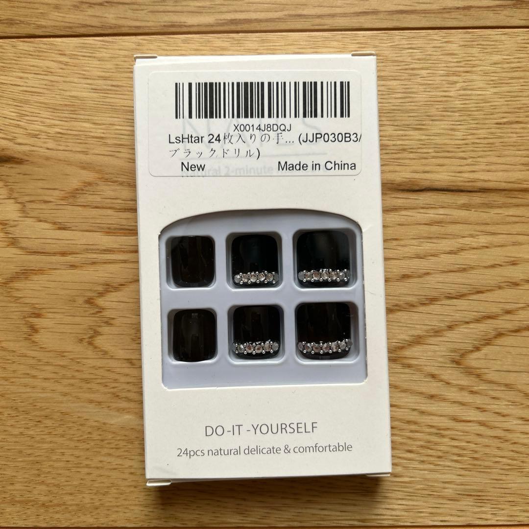 .ネイルチップ 足 ブラック 24枚