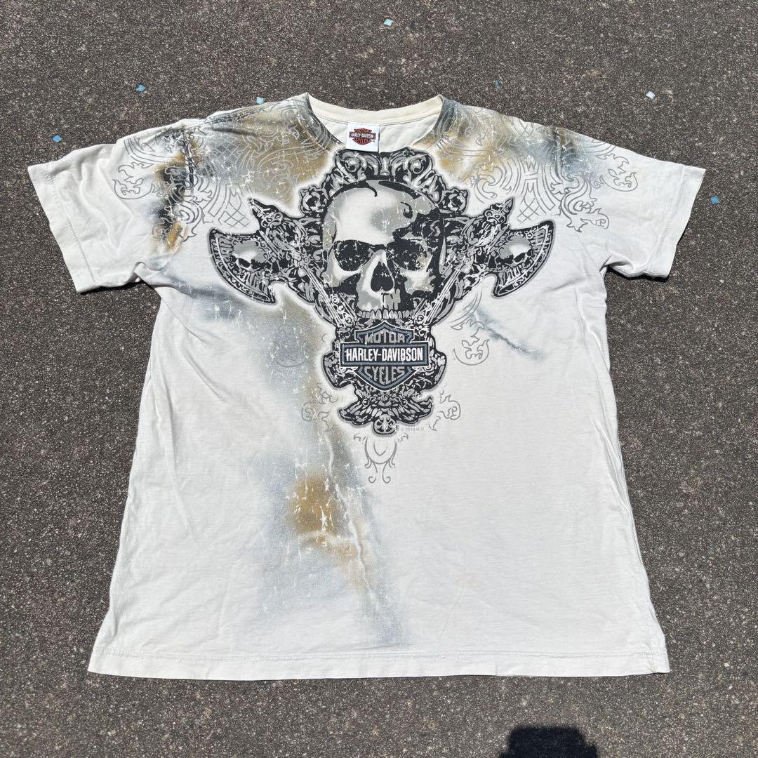 Harley-Davidson スカルデザイン Tシャツ y2k グランジギャル