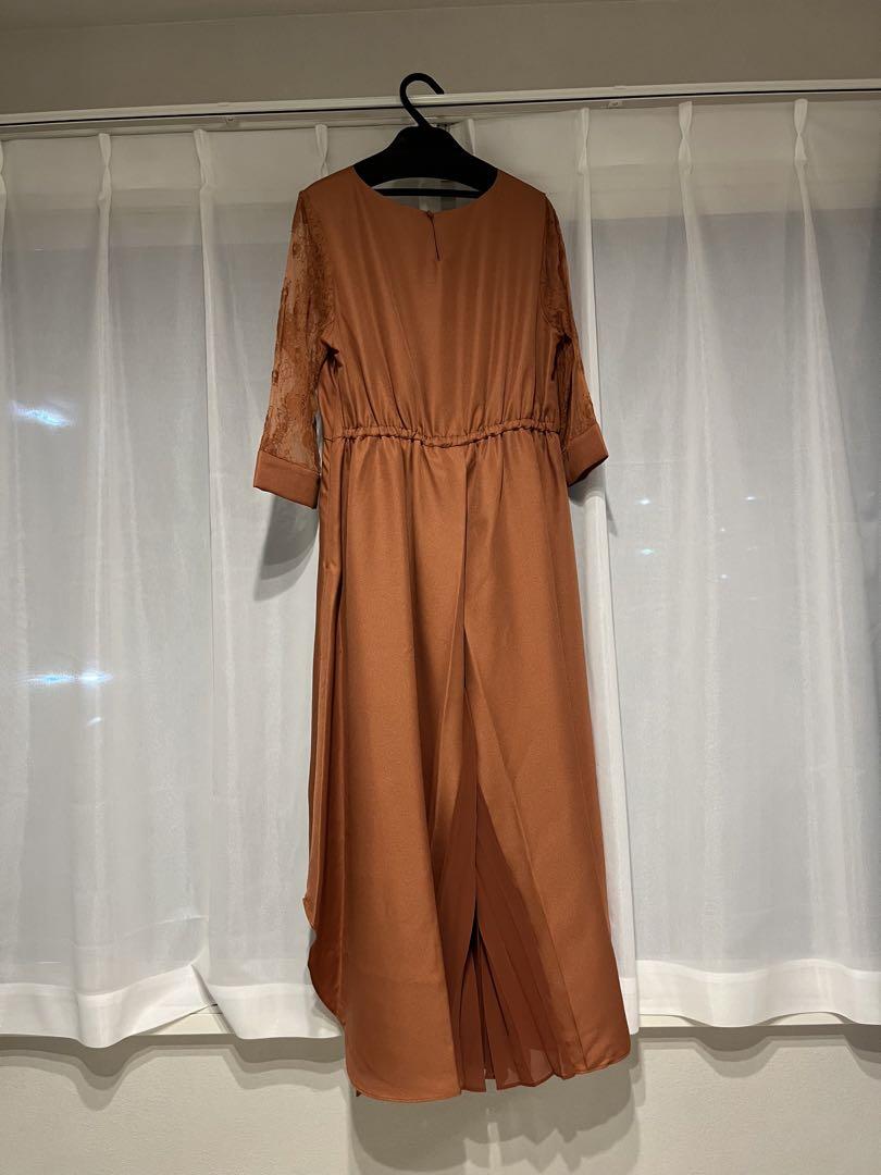 美品　結婚式　成人式　パーティードレス　テラコッタ　Lサイズ　pourvous