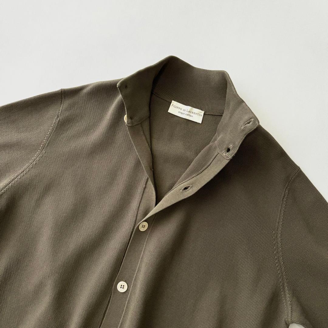 フィリッポデローレンティス クレープコットン スタンドカラー ニット セーター