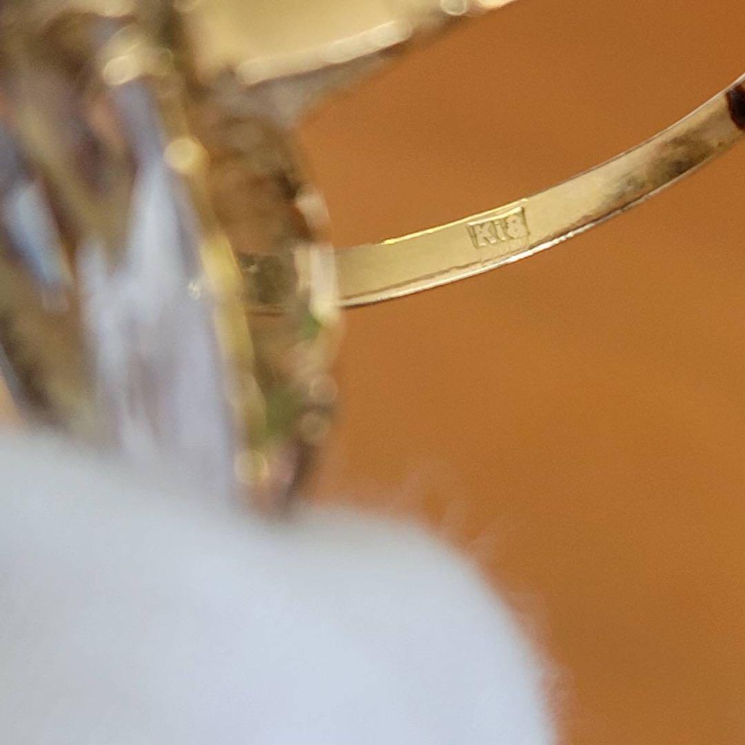 【送料込み】指輪　18k 18金　ホワイトジルコン　オーバルカット