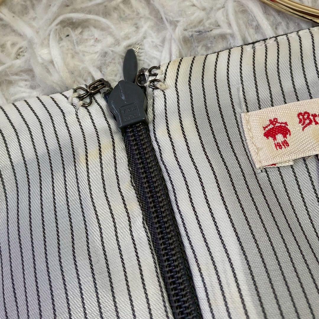 Brooks Brothers 刺繍入りワンピース グレー 0 オシャレ 上品
