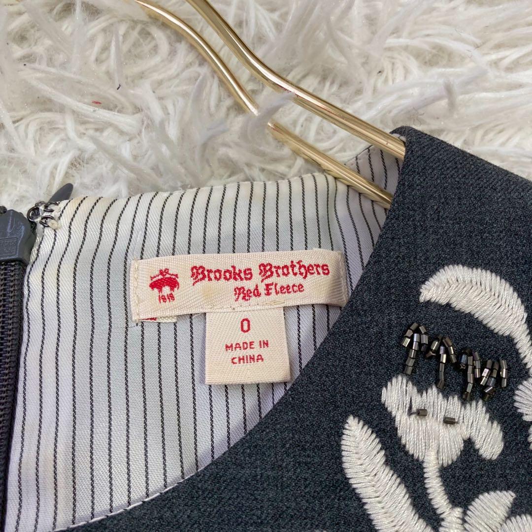 Brooks Brothers 刺繍入りワンピース グレー 0 オシャレ 上品