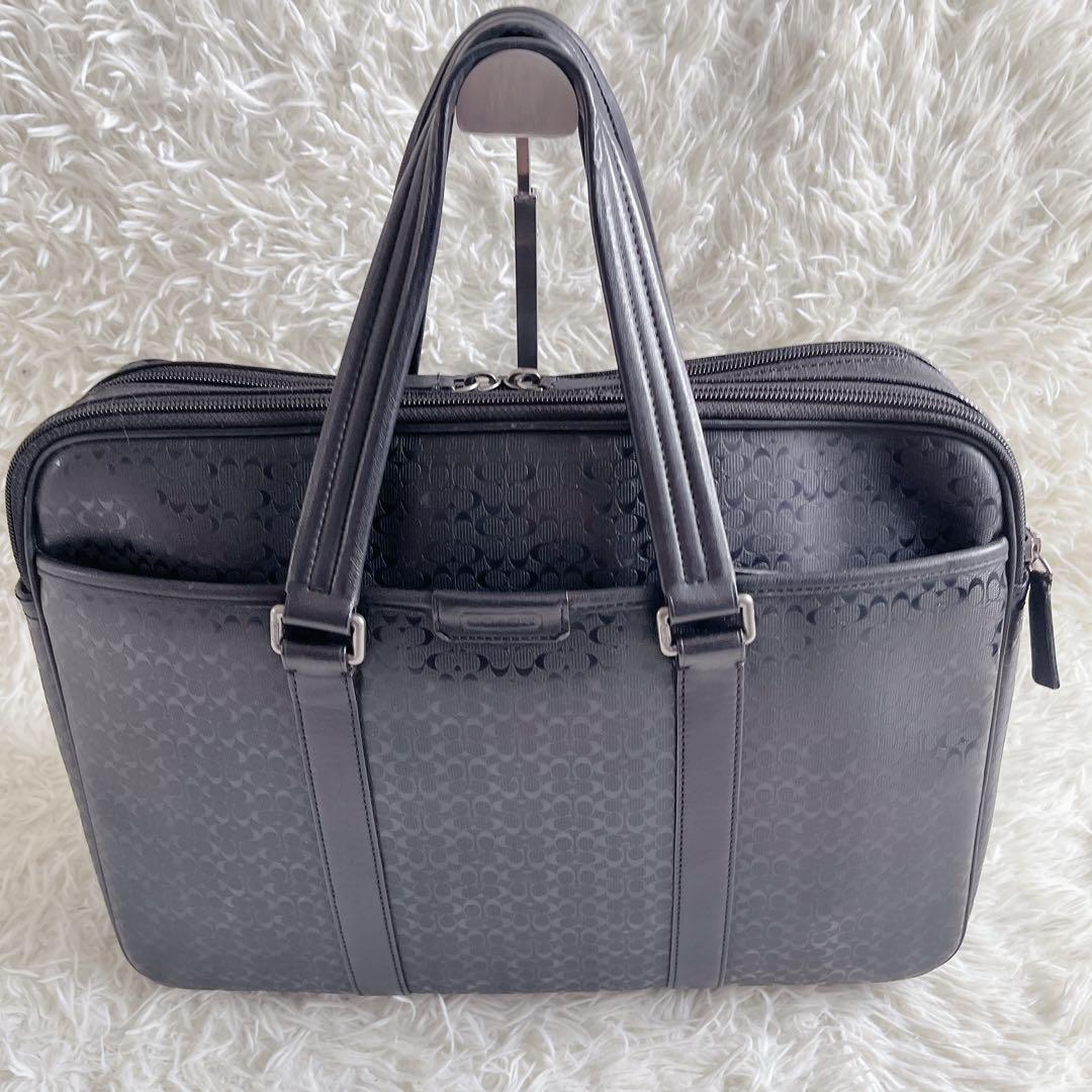 【COACH】ビジネスバッグ ミニシグネチャー PVC レザー ブラック