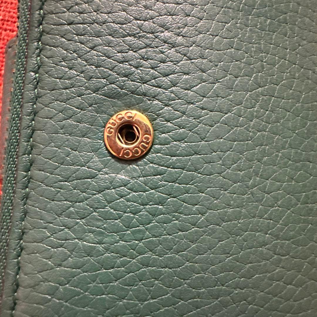 GUCCIグリーン レザー 二つ折り財布 本物