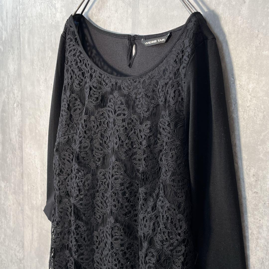 美シルエット☆ VIVIENNE TAM カットワークレース リヨセルトップス