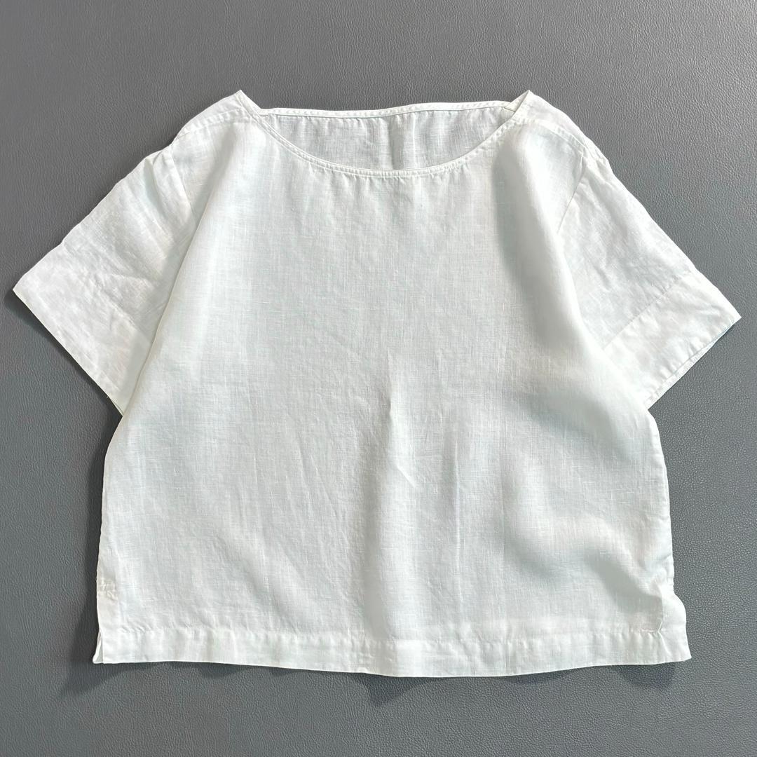 マーガレットハウエル リネン 半袖Tシャツ 麻 半袖 白 サイズⅡ qw4