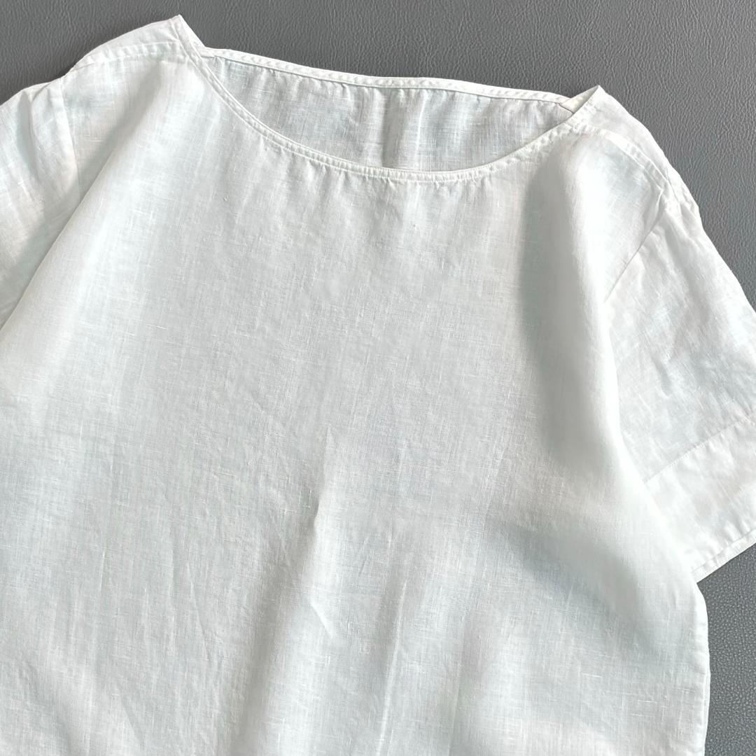 マーガレットハウエル リネン 半袖Tシャツ 麻 半袖 白 サイズⅡ qw4