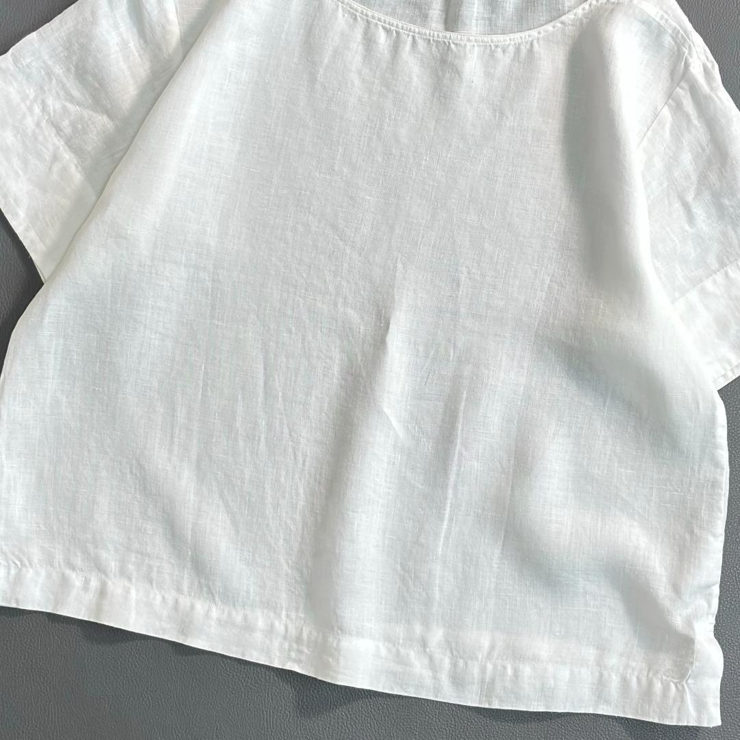 マーガレットハウエル リネン 半袖Tシャツ 麻 半袖 白 サイズⅡ qw4