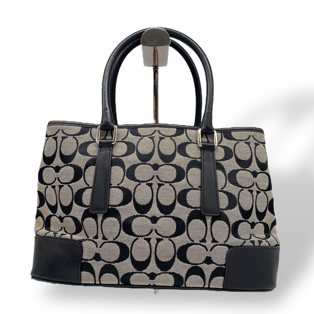 COACH コーチ トートバッグ シグネチャー 黒 コーチ トートバッグ シグネチャー レザー キャンバス ブラック